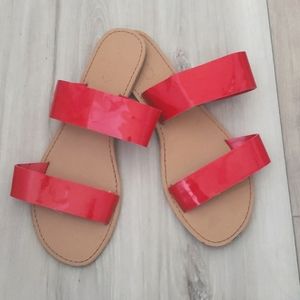 Size 8 1/2 -9 Red flat Sandals